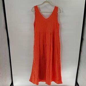 Natural Reflections Maxi Dress Size Small Coral Color V neck And Back Sleeveless
